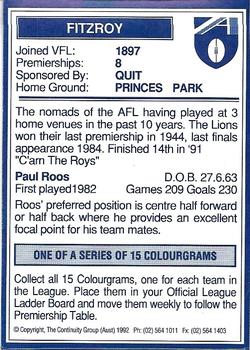 1992 AFL Colourgrams #NNO Paul Roos Back